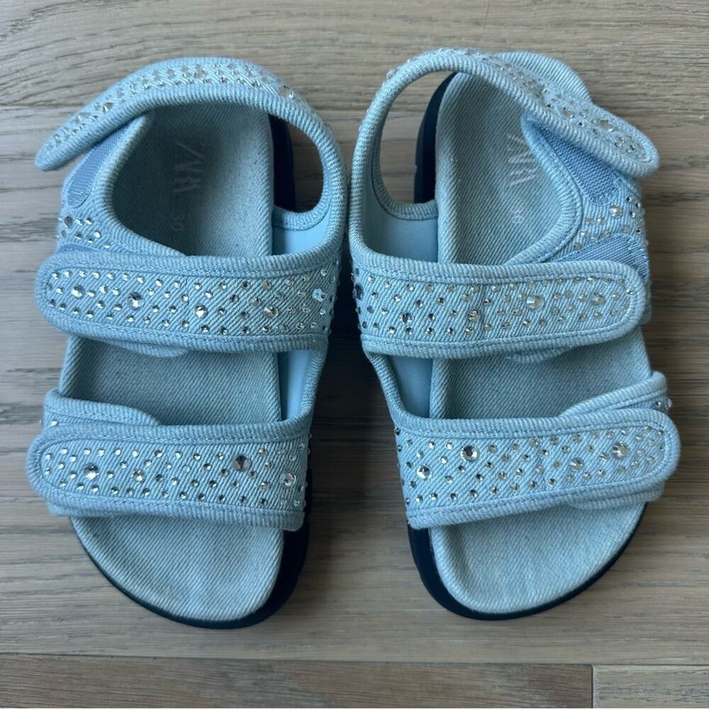Zara Rhinestone Sandals Sky Blue 30